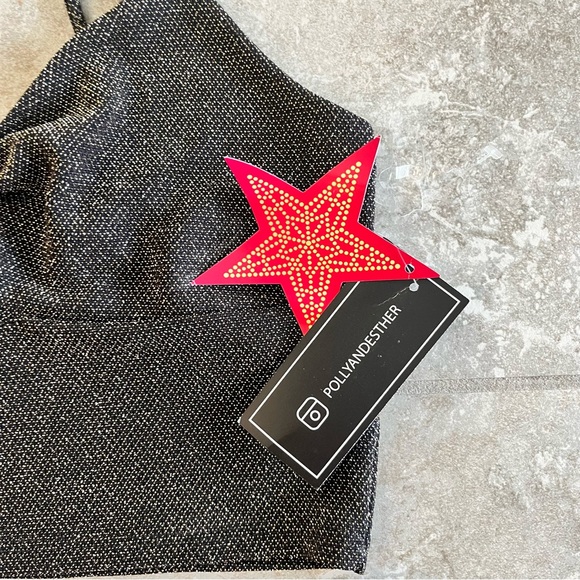 Just Polly NY 2 Piece Set Metallic Sparkle Skirt & Crop Tank NWT Bow Keyhole. - Picture 6 of 12